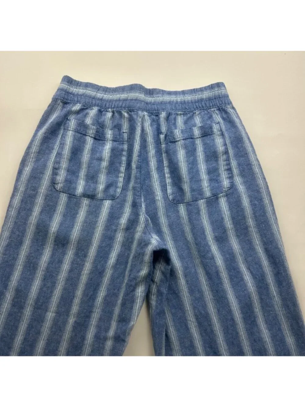 Old Navy Bright Blue Striped Linen Blend Pull On Lounge Pant S